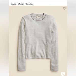 J Crew Carolyn embellished fitted crewneck sweater in merino wool